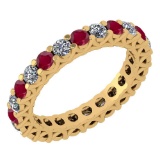 Certified 1.61 Ctw Ruby And Diamond 14k Yellow Gold Halo Band (VS/SI1)