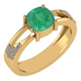 Certified 1.14 Ctw Emerald And Diamond 14K Yellow Gold Halo Ring (VS/SI1)