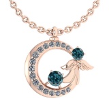 Certified 1.14 CtwTreated Fancy Blue Diamond And White Diamond Tiny Angel Necklace For womens New Ex
