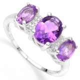 .925 STERLING SILVER 1.96 CTW AMETHYST COCKTAIL RING