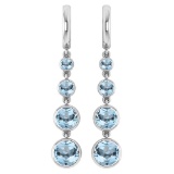 Certified 5.26 Ctw Aquamrine Drop Style Earrings For beautiful ladies 14K White Gold