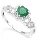 .925 STERLING SILVER 2.76 CTW ENHANCED GENUINE EMERALD & DIAMOND COCKTAIL RING