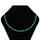 Certified 17.00 Ctw Emerald Necklace For Ladies 14K Rose Gold