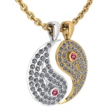 Certified 2.32 Ctw Pink Tourmaline And Diamond VS/SI1 Couple Pendant New Expressions love collection