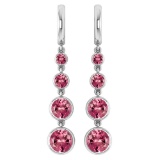 Certified 5.26 Ctw Pink Tormaline Drop Style Earrings For beautiful ladies 14K White Gold