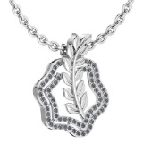 Certified 0.52 Ctw Diamond VS/SI1 Leaf Necklace 18k White Gold Made In USA