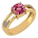 Certified 1.14 Ctw Pink Tourmaline And Diamond 14K Yellow Gold Halo Ring (VS/SI1)