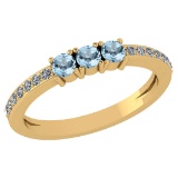 Certified 0.23 Ctw Aquamarine And Diamond 18k Yellow Halo Gold Ring