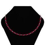 Certified 17.00 Ctw Ruby Necklace For Ladies 14K White Gold