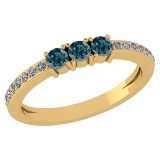 Certified 0.23 Ctw Fancy Blue Diamond 18k Yellow Halo Gold Ring