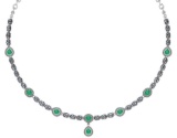 Certified 18.49 Ctw Emerald And Diamond Necklace For Ladies 14K White Gold (SI2/I1)