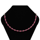 Certified 17.00 Ctw Pink Tourmaline Necklace For Ladies 14K Rose Gold