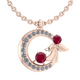 Certified 1.14 Ctw Ruby And Diamond Tiny Angel Necklace For womens New Expressions love collection 1