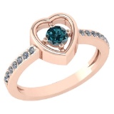 Certified 0.33 Ctw Treated Fancy Blue Diamond 14K Rose Gold Ring (I1/I2)