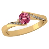 Certified 1.09 Ctw Pink Tourmaline And Diamond 14K Yellow Gold Halo Ring (VS/SI1)