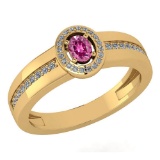 Certified 0.35 Ctw Pink Tourmaline And Diamond 14K Yellow Gold Promise Ring (VS/SI1)