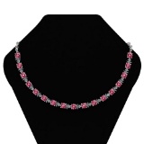Certified 16.68 Ctw Pink Tourmaline And Diamond Necklace For Ladies 14K White Gold (VS/SI1)