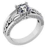 Certified 1.53 Ctw Diamond Wedding/Engagement Style 14k White Gold Halo Ring (SI2/I1)