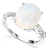 .925 STERLING SILVER 4.52 CTW CREATED ETHIOPIAN OPAL & DIAMOND COCKTAIL RING