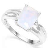 .925 STERLING SILVER 1.85 CTW CREATEDETHIOPIAN OPAL & DIAMOND COCKTAIL RING