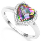 .925 STERLING SILVER 1.73 CTW MYSTIC GEMSTONE & DIAMOND COCKTAIL RING