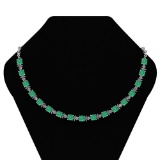 Certified 16.68 Ctw Emerald And Diamond Necklace For Ladies 14K White Gold (VS/SI1)