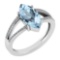 Certified 2.20 Ctw Blue Topaz And Diamond VS/SI1 Ring 14k White Gold Made In USA