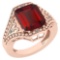 Certified 6.04 Ctw Garnet And Diamond VS/SI1 Ring 14K Rose Gold Made In USA