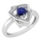 Certified 0.29 Ctw Blue Sapphire And Diamond VS/SI1 Halo Ring 14k White Gold Made In USA