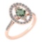 Certified 0.73 Ctw Green Amethyst And Diamond VS/SI1 Halo Ring 14K Rose Gold Made In USA