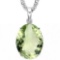 0.7 CTW GREEN AMETHYST 10K SOLID WHITE GOLD OVAL SHAPE PENDANT