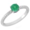 Certified 0.45 Ctw Emerald Solitaire Ring with Filigree Style 14K White Gold Made In USA