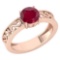 Certified 1.25 Ctw Ruby Solitaire Ring with Filigree Style 14K Rose Gold Made In USA