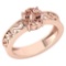 Certified 1.25 Ctw Morganite Solitaire Ring with Filigree Style 14K Rose Gold Made In USA