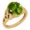 Certified 2.50 Ctw Peridot 14K Yellow Gold Solitaire Ring Made In USA