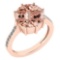 Certified 2.14 Ctw Morganite And Diamond VS/SI1 Engagement Halo Ring 14K Rose Gold Made In USA