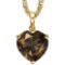 0.7 CTW SMOKEY 10K SOLID YELLOW GOLD HEART SHAPE PENDANT