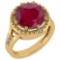 Certified 3.65 Ctw Ruby And Diamond VS/SI1 Halo Ring 14K Yellow Gold Made In USA