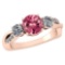 Certified 1.86 Ctw Pink Tourmaline And DiamondVS/SI1 3 Stone Ring 14k Rose Gold Made In USA