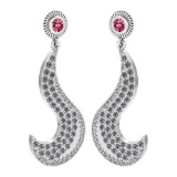 Certified 1.51 Ctw Pink Tourmaline And Diamond VS/SI1 Styles Earrings For beautiful ladies 14K White