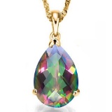 0.7 CTW MYSTICS GEMSTONE 10K SOLID YELLOW GOLD PEAR SHAPE PENDANT