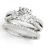 CERTIFIED 18KT WHITE GOLD 1.32 CTW G-H/VS-SI1 DIAMOND BRIDAL SET