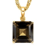 1.0 CTW SMOKEY 10K SOLID YELLOW GOLD SQUARE SHAPE PENDANT