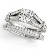 CERTIFIED 18KT WHITE GOLD 1.24 CTW G-H/VS-SI1 DIAMOND BRIDAL SET