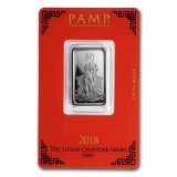 PAMP Suisse Silver Bar 10 Gram - 2018 Dog Design