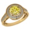 Certified 1.71 Ctw Treated Fancy Yellow Diamond 14K Yellow Gold Halo Ring