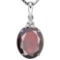 1.15 CTW GARNET 10K SOLID WHITE GOLD OVAL SHAPE PENDANT WITH ANCENT DIAMONDS