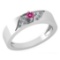 Certified 0.19 Ctw Pink Tourmaline And Diamond 14K White Gold Halo Ring