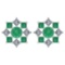 Certified 1.46 Ctw Emerald And Diamond 18k White Gold Halo Stud Earring