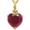 1.02 CTW RUBY 10K SOLID YELLOW GOLD HEART SHAPE PENDANT WITH ANCENT DIAMONDS
